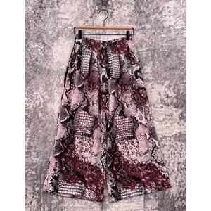 Ruti Pants 00 Womens Reptile Print High Rise Wide Cropped Leg